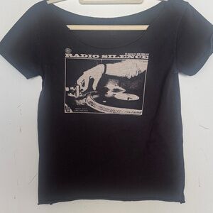 Brandy Melville Black Logo Tee with Subtle Script Print